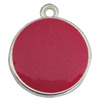 CCB plastic Pendant With Enamel, Flat Round 22x18mm Hole:2.5mm, Sold by Bag