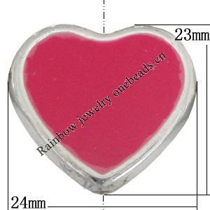CCB Plastic Beads With Enamel, Heart 24x23mm Hole:2mm, Sold by Bag