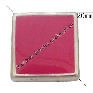 CCB Plastic Beads With Enamel, Square 20mm Hole:1.5mm, Sold by Bag