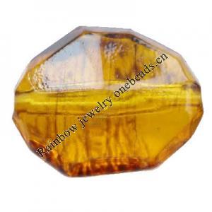 Imitate Amber Beads,Faceted Nugget, 25x20x11mm, Hole:Approx 1mm, Sold by KG