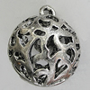 Hollow Bali Pendants Zinc Alloy Jewelry Findings, Lead-free Round 35x30mm Hole:3.5mm, Sold by PC