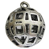 Hollow Bali Pendants Zinc Alloy Jewelry Findings, Lead-free Round 36x30mm Hole:3.5mm, Sold by PC