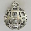 Hollow Bali Pendants Zinc Alloy Jewelry Findings, Lead-free Round 30x24mm Hole:3mm, Sold by PC