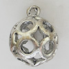 Hollow Bali Pendants Zinc Alloy Jewelry Findings, Lead-free Round 30x24mm Hole:3mm, Sold by PC