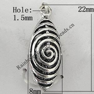 Copper Pendant Jewelry Findings Lead-free, Oval 22x8mm Hole:1.5mm Sold by Bag	