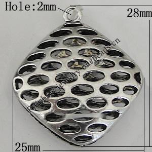 Copper Pendant Jewelry Findings Lead-free, Diamond 28x25mm Hole:2mm Sold by Bag	