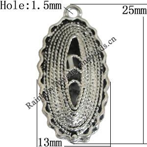 Copper Pendant Jewelry Findings Lead-free, Flat Oval 25x13mm Hole:1.5mm, Sold by Bag	