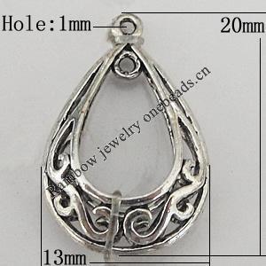 Copper Pendant Jewelry Findings Lead-free, Teardrop 20x13mm Hole:1mm, Sold by Bag	