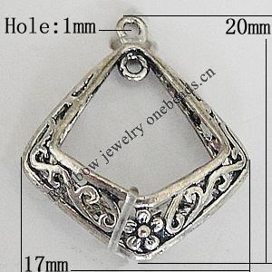 Copper Pendant Jewelry Findings Lead-free, Diamond 20x17mm Hole:1mm, Sold by Bag	