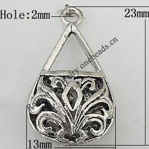 Copper Pendant Jewelry Findings Lead-free, Teardrop 23x13mm Hole:1mm, Sold by Bag	