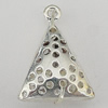 Copper Pendant Jewelry Findings Lead-free, Triangle 20x15mm Hole:2mm, Sold by Bag	