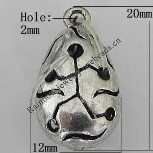 Copper Pendant Jewelry Findings Lead-free, Teardrop 20x12mm Hole:2mm, Sold by Bag	