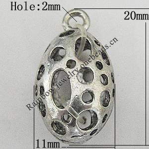 Copper Pendant Jewelry Findings Lead-free, Oval 20x11mm Hole:2mm, Sold by Bag	