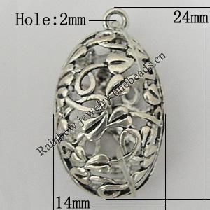 Copper Pendant Jewelry Findings Lead-free, 24x14mm Hole:2mm, Sold by Bag	