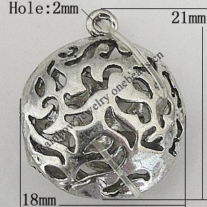 Copper Pendant Jewelry Findings Lead-free, Round 21x18mm Hole:2mm, Sold by Bag