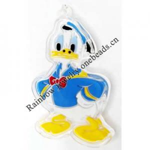 Handmade Painted Acrylic Pendant, Duck, 53x83x6mm, Sold by PC