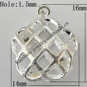 Copper Pendant Jewelry Findings Lead-free, Flower 16x14mm Hole:1.5mm, Sold by Bag