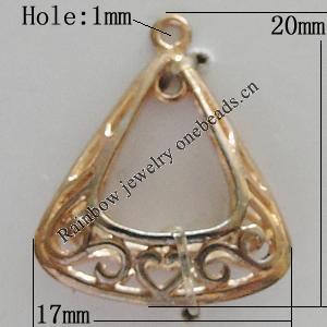 Copper Pendant Jewelry Findings Lead-free, 20x17mm Hole:1mm, Sold by Bag