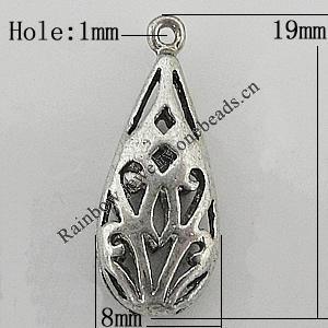 Copper Pendant Jewelry Findings Lead-free, Teardroo 19x8mm Hole:1mm, Sold by Bag