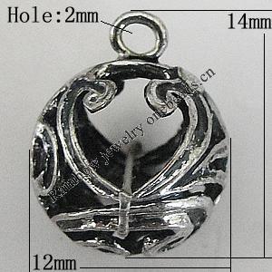 Copper Pendant Jewelry Findings Lead-free, 14x12mm Hole:2mm, Sold by Bag