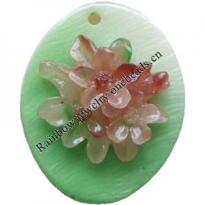 Natural Shell Pendant, Flat Oval, 25x30mm, Hole:Approx 2mm, Sold by PC