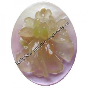 Natural Shell Pendant, Flat Oval, 25x30mm, Hole:Approx 2mm, Sold by PC