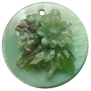 Natural Shell Pendant, Flat Round, 30mm, Hole:Approx 2mm, Sold by PC