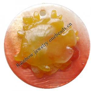 Natural Shell Pendant, Flat Round, 30mm, Hole:Approx 2mm, Sold by PC