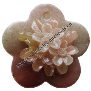 Natural Shell Pendant, Flower, 30mm, Hole:Approx 2mm, Sold by PC