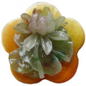 Natural Shell Pendant, Flower, 30mm, Hole:Approx 2mm, Sold by PC