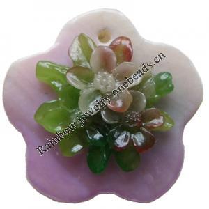 Natural Shell Pendant, Flower, 30mm, Hole:Approx 2mm, Sold by PC