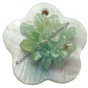 Natural Shell Pendant, Flower, 30mm, Hole:Approx 2mm, Sold by PC