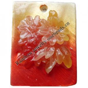 Natural Shell Pendant, Rectangle, 22x30mm, Hole:Approx 2mm, Sold by PC