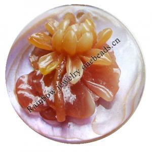 Natural Shell Pendant, Flat Round, 30mm, Hole:Approx 2mm, Sold by PC