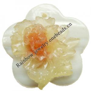 Natural Shell Pendant, Flower, 30mm, Hole:Approx 2mm, Sold by PC