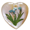 Natural Shell Pendant with Inner Flower, Heart, 25mm, Hole:Approx 2mm, Sold by PC