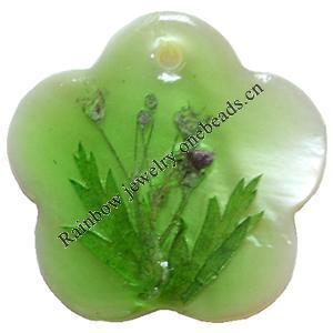 Natural Shell Pendant with Inner Flower, Flower, 30mm, Hole:Approx 2mm, Sold by PC