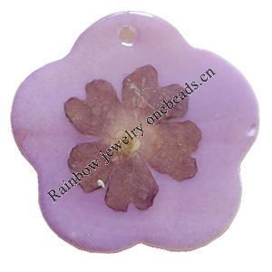 Natural Shell Pendant with Inner Flower, Flower, 30mm, Hole:Approx 2mm, Sold by PC