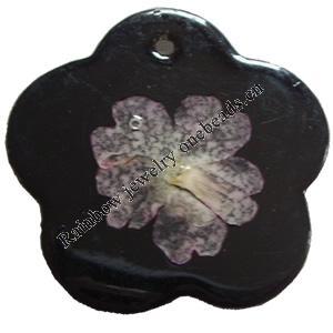 Natural Shell Pendant with Inner Flower, Flower, 30mm, Hole:Approx 2mm, Sold by PC