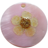 Natural Shell Pendant with Inner Flower, Flat Round, 30mm, Hole:Approx 2mm, Sold by PC