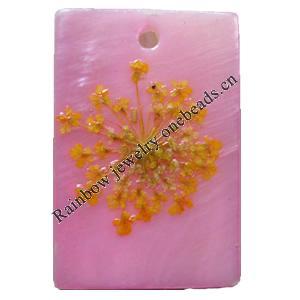 Natural Shell Pendant with Inner Flower, Rectangle, 22x30mm, Hole:Approx 2mm, Sold by PC