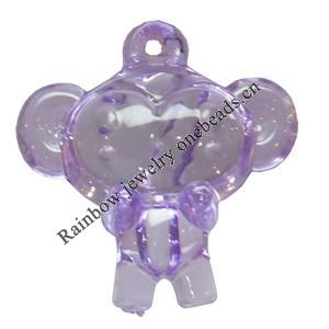 Transparent Acrylic Pendant, Animal, 25x32mm, Hole:Approx 2mm, Sold by Bag 