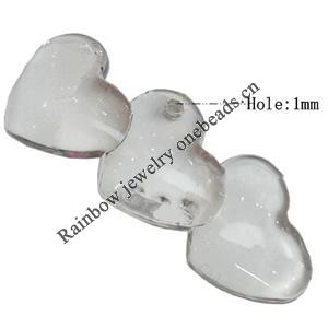 Transparent Acrylic Pendant, Heart, 48x18mm, Hole:Approx 1mm, Sold by Bag 