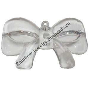 Transparent Acrylic Pendant, Bowknot, 45x26mm, Hole:Approx 1mm, Sold by Bag 
