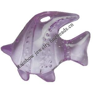 Transparent Acrylic Pendant, Fish, 48x37mm, Hole:Approx 3mm, Sold by Bag 