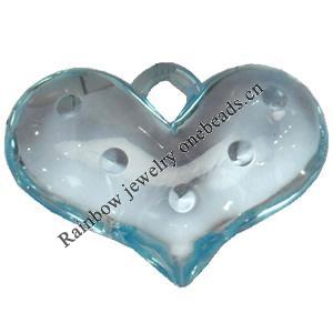 Transparent Acrylic Pendant, Heart, 38x29mm, Hole:Approx 5mm, Sold by Bag 