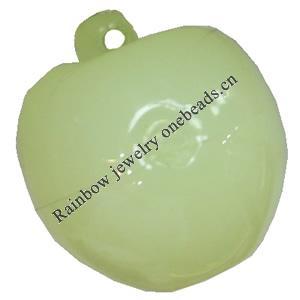 Imitate Jade Acrylic Pendant, Apple, 18x20mm, Hole:Approx 1mm，Sold by Bag 