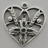 Pendant Zinc Alloy Jewelry Findings Lead-free, Heart 26x25mm Hole:2mm, Sold by Bag