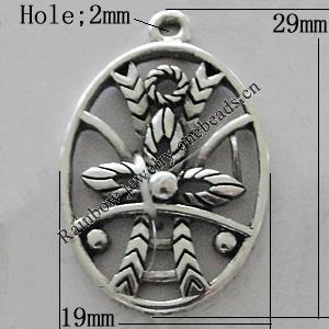 Pendant Zinc Alloy Jewelry Findings Lead-free, Flat Oval 29x19mm Hole:2mm, Sold by Bag