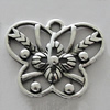 Pendant Zinc Alloy Jewelry Findings Lead-free, Butterfly 25x20mm Hole:2.5mm, Sold by Bag